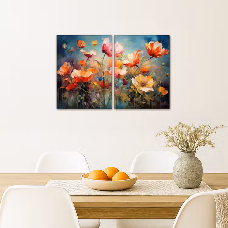 Bloemen - Kleurrijk - Abstract Canvas - Meerluiken 2 luik klein -sfeer4