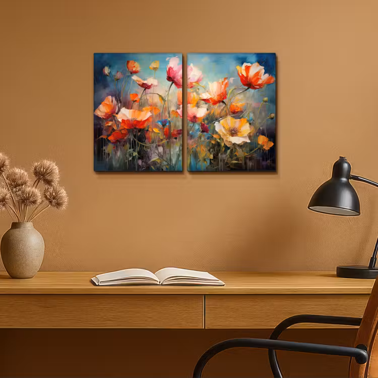 Bloemen - Kleurrijk - Abstract Canvas - Meerluiken 2 luik klein -sfeer5