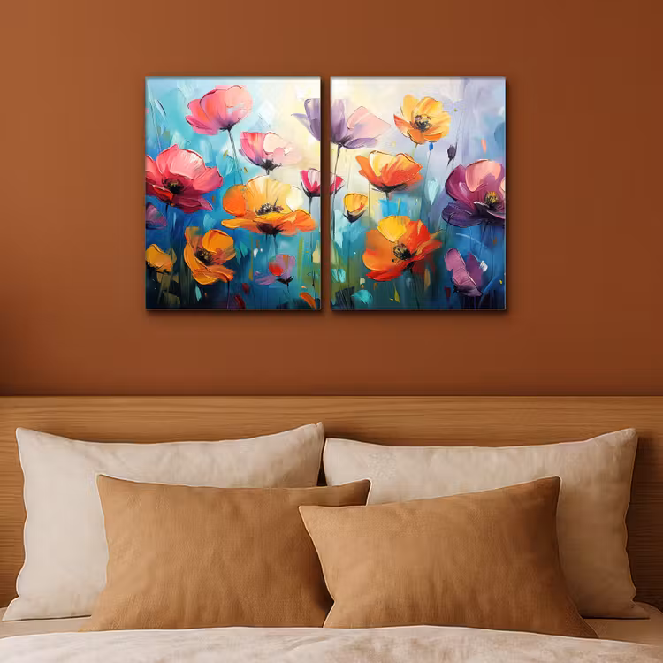 Bloemen - Kleurrijk - Abstract - Natuur Canvas - Meerluiken 2 luik klein -sfeer2