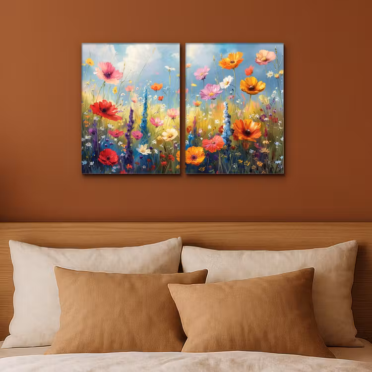 Bloemen - Lente - Kleurrijk - Zomers Canvas - Meerluiken 2 luik klein -sfeer2