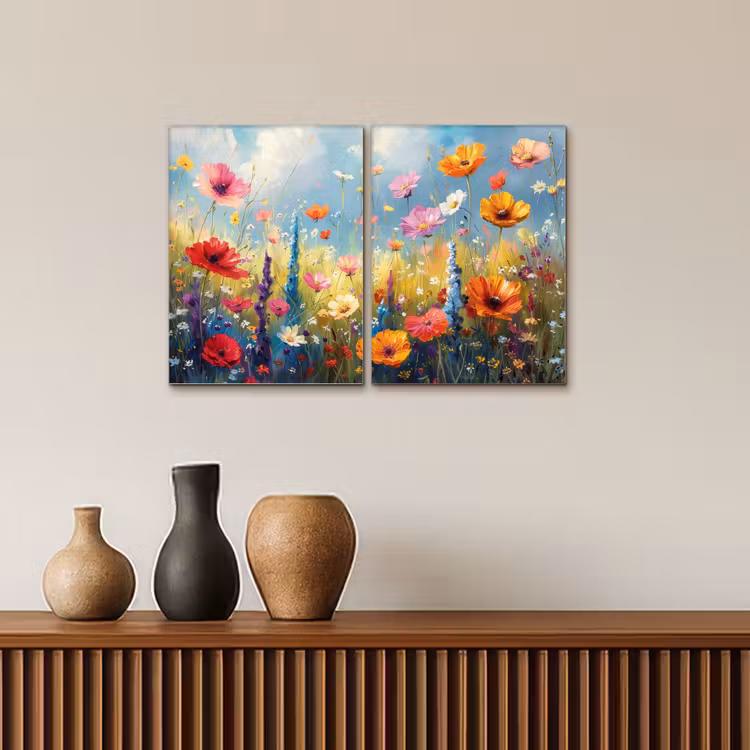 Bloemen - Lente - Kleurrijk - Zomers Canvas - Meerluiken 2 luik klein -sfeer3