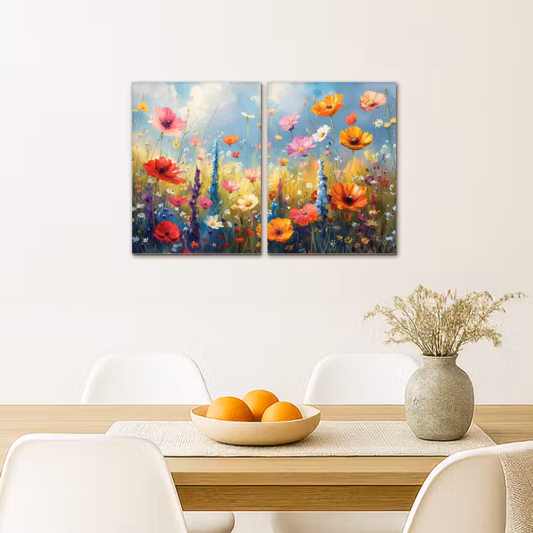 Bloemen - Lente - Kleurrijk - Zomers Canvas - Meerluiken 2 luik klein -sfeer4