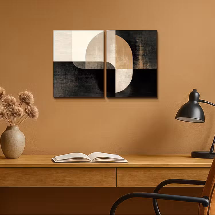 Vormen - Abstract - Goud Canvas - Meerluiken 2 luik klein -sfeer5