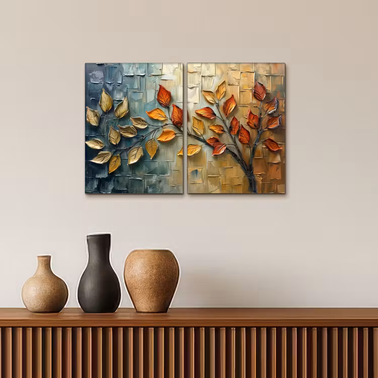 Boom - Bladeren - Natuur - Verflook Canvas - Meerluiken 2 luik klein -sfeer3