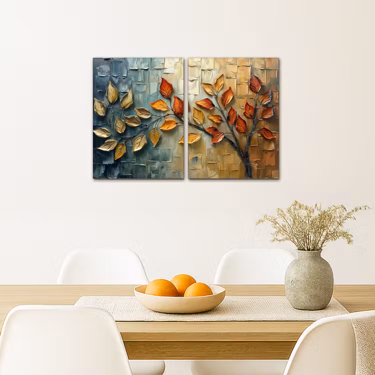 Boom - Bladeren - Natuur - Verflook Canvas - Meerluiken 2 luik klein -sfeer4