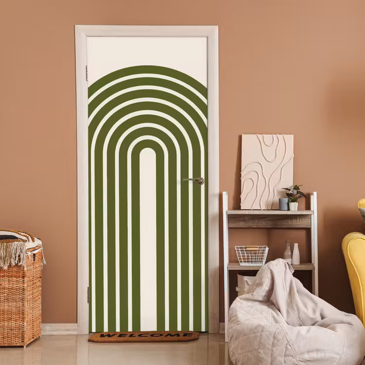 Abstract - Bogen - Modern - Groen - Kunst deurposter klein -sfeer1