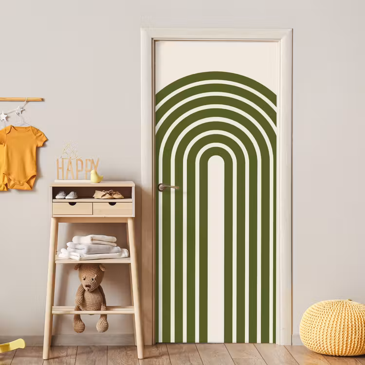 Abstract - Bogen - Modern - Groen - Kunst deurposter klein -sfeer4