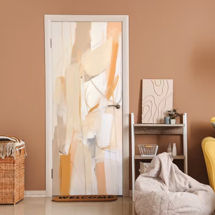 Abstract - Beige - Oranje - Kunst - Modern deurposter klein -sfeer1