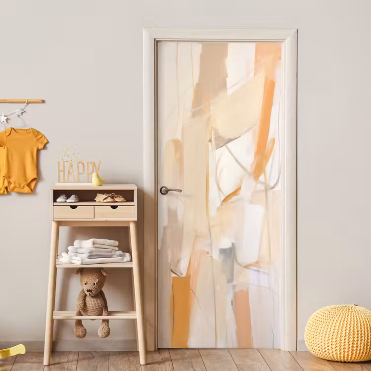 Abstract - Beige - Oranje - Kunst - Modern deurposter klein -sfeer4