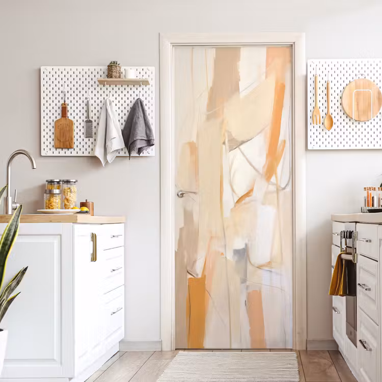 Abstract - Beige - Oranje - Kunst - Modern deurposter klein -sfeer5