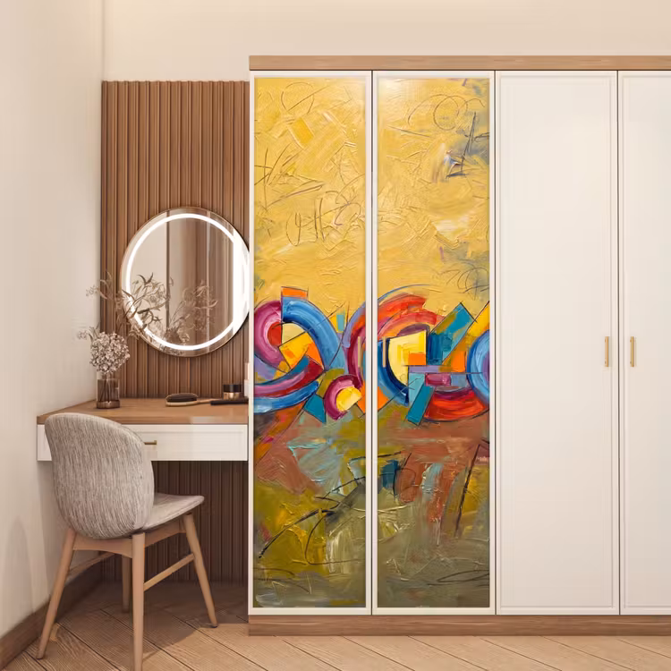 Abstract - Cirkels - Schilderij - Kleurrijk - Dynamisch deurposter klein -sfeer3