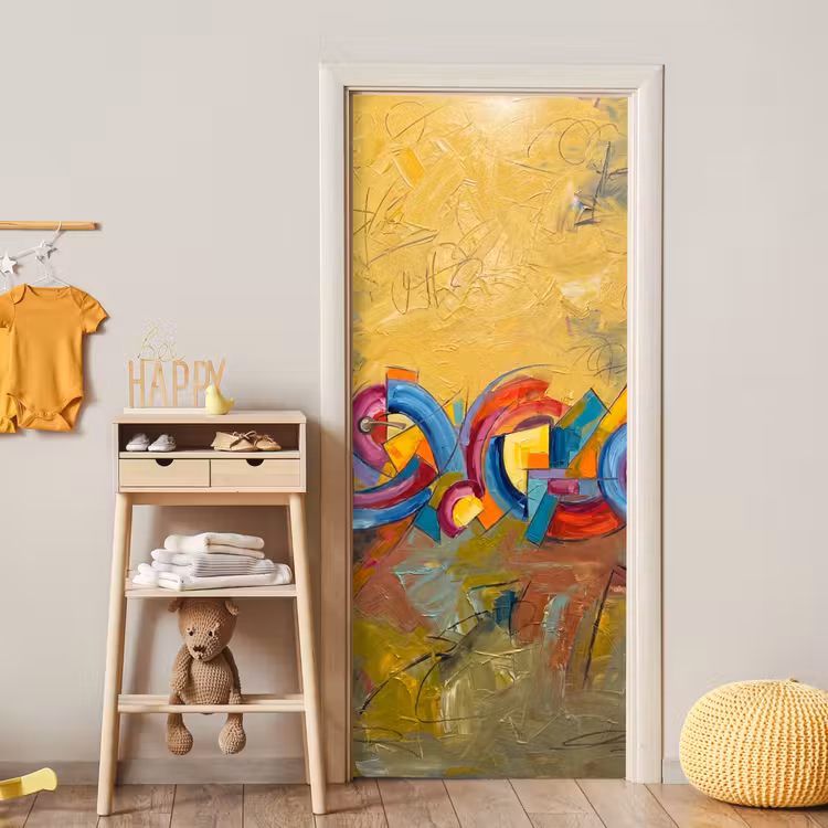 Abstract - Cirkels - Schilderij - Kleurrijk - Dynamisch deurposter klein -sfeer4