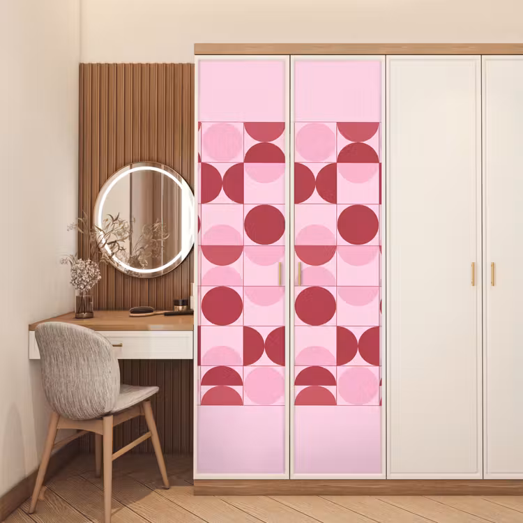 Abstract - Geometrisch - Cirkels - Roze - Modern deurposter klein -sfeer3
