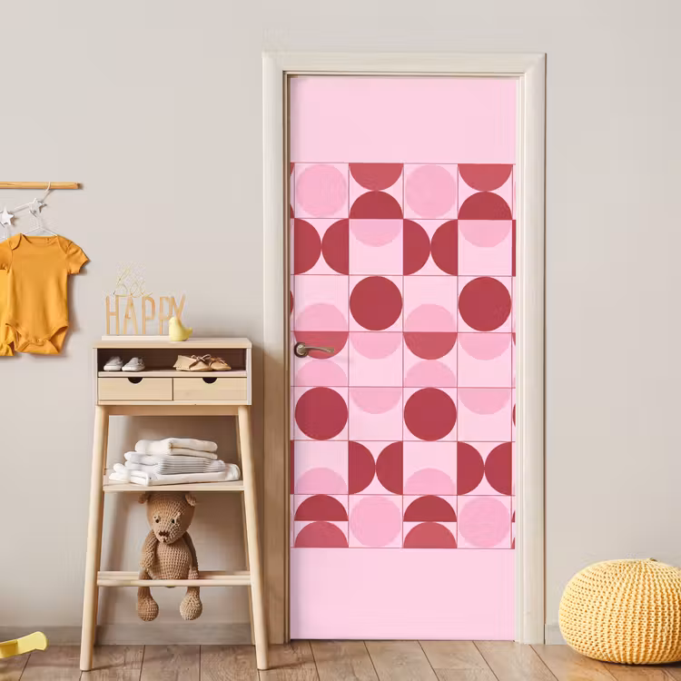 Abstract - Geometrisch - Cirkels - Roze - Modern deurposter klein -sfeer4