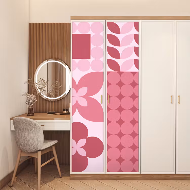Abstract - Geometrisch - Patroon - Modern - Roze deurposter klein -sfeer3