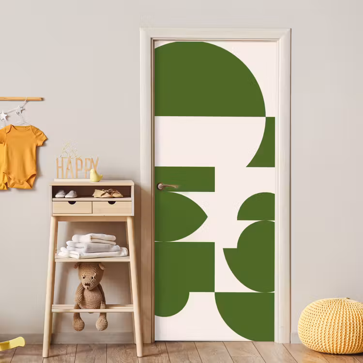 Abstract - Geometrie - Modern - Groen - Wit deurposter klein -sfeer4