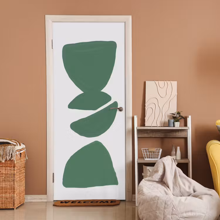 Abstract - Groen - Vormen - Modern deurposter klein -sfeer1