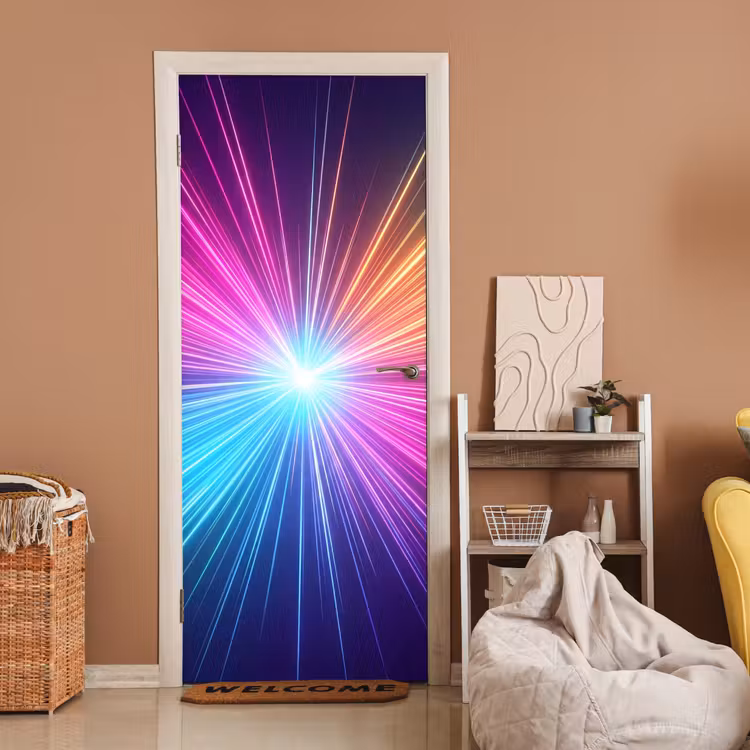 Abstract - Light - Burst - Modern - Colorful deurposter klein -sfeer1