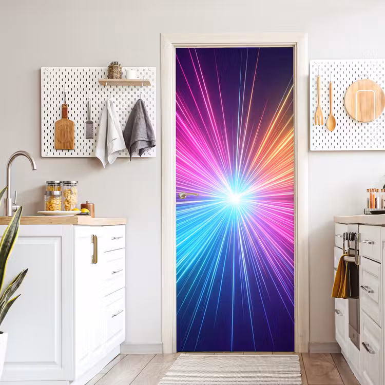 Abstract - Light - Burst - Modern - Colorful deurposter klein -sfeer5
