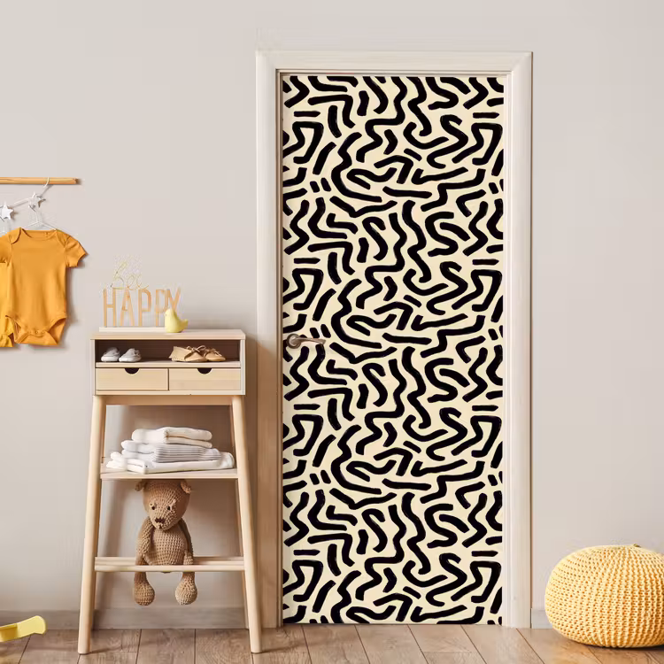 Abstract - Lijnen - Zwart deurposter klein 289 -sfeer4