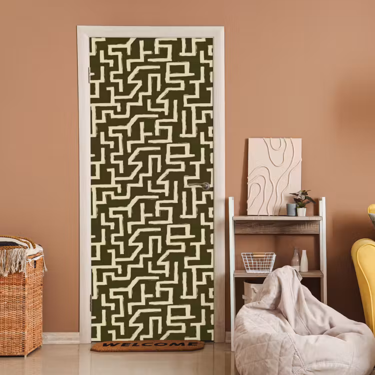 Abstract - Lijnen - Groen deurposter klein 289 -sfeer1