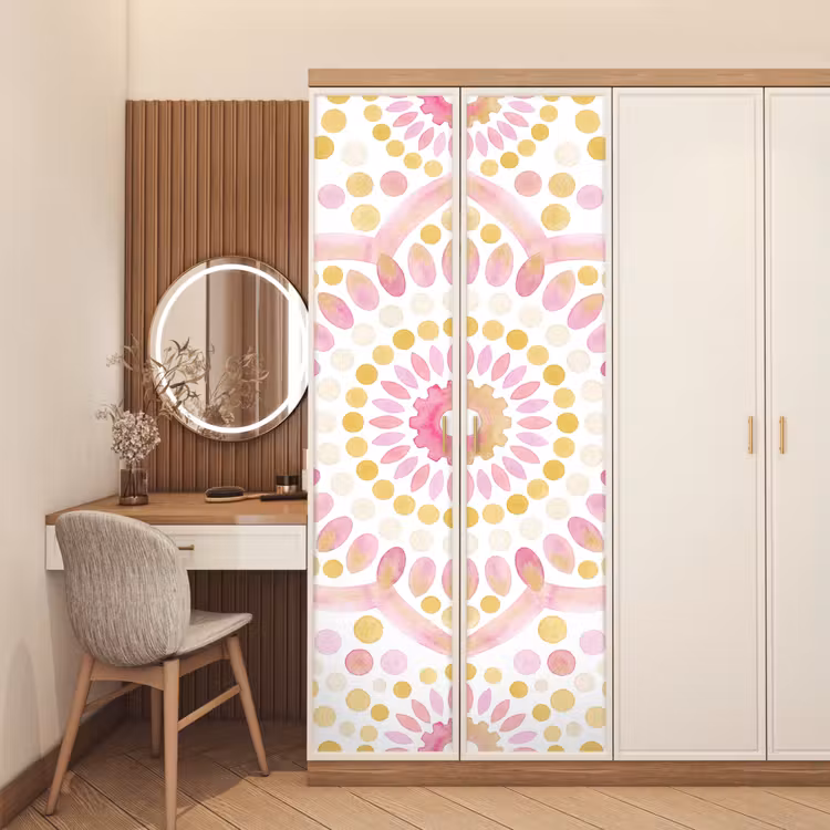 Abstract - Mandala - Kunst - Modern - Roze deurposter klein -sfeer3