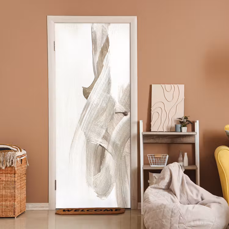 Abstract - Moderne kunst - Beige deurposter klein -sfeer1