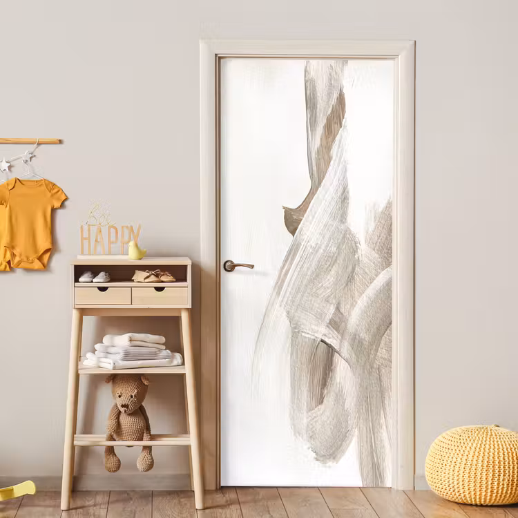 Abstract - Moderne kunst - Beige deurposter klein -sfeer4