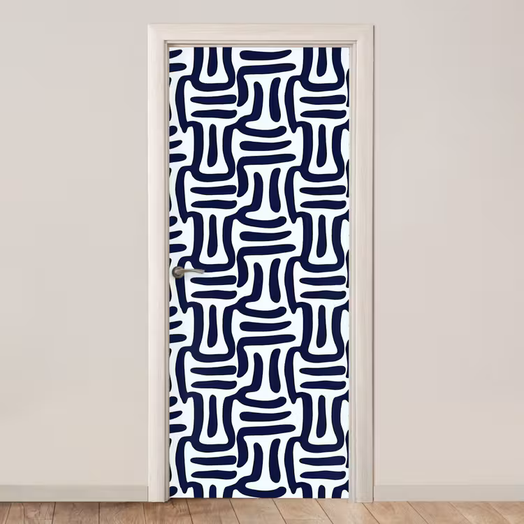 Abstract - Modern - Blauw deurposter klein 289 -3d_beige
