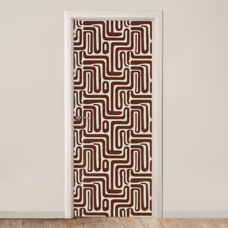 Abstract - Patroon - Bruin deurposter klein 289 -3d_beige