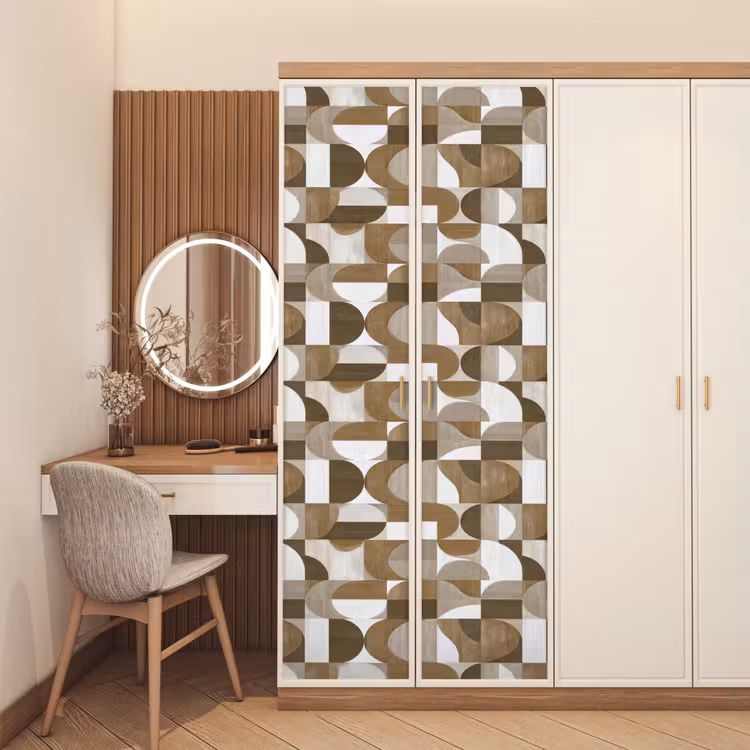 Abstract - Retro - Bruin deurposter klein 289 -sfeer3