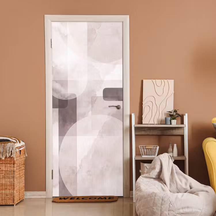 Door sticker - Abstract Shapes - Beige - Abstracte vormen - Beige deurposter klein