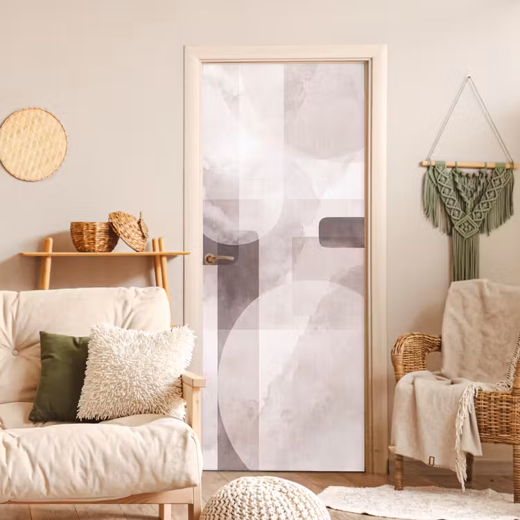 Door sticker - Abstract Shapes - Beige - Abstracte vormen - Beige deurposter klein