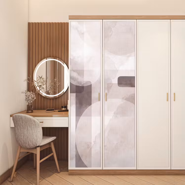 Door sticker - Abstract Shapes - Beige - Abstracte vormen - Beige deurposter klein