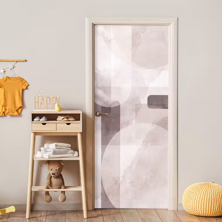 Door sticker - Abstract Shapes - Beige - Abstracte vormen - Beige deurposter klein