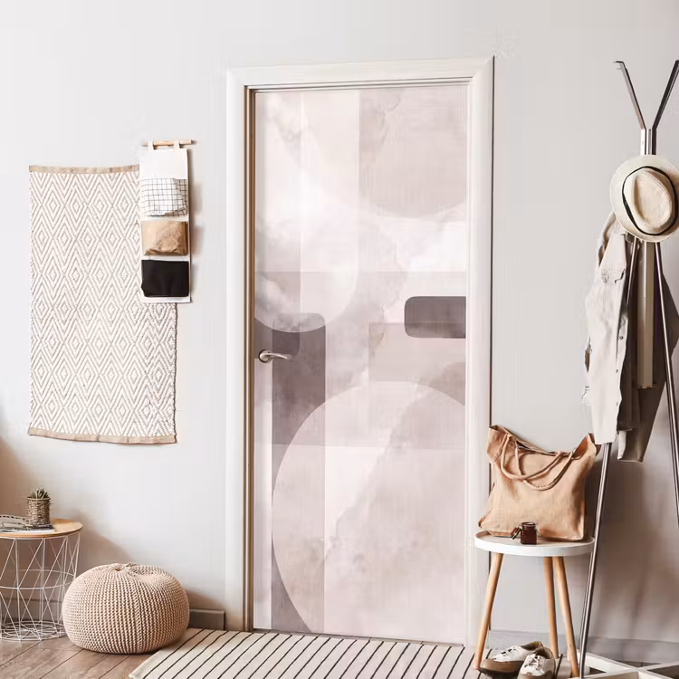 Door sticker - Abstract Shapes - Beige - Abstracte vormen - Beige deurposter klein
