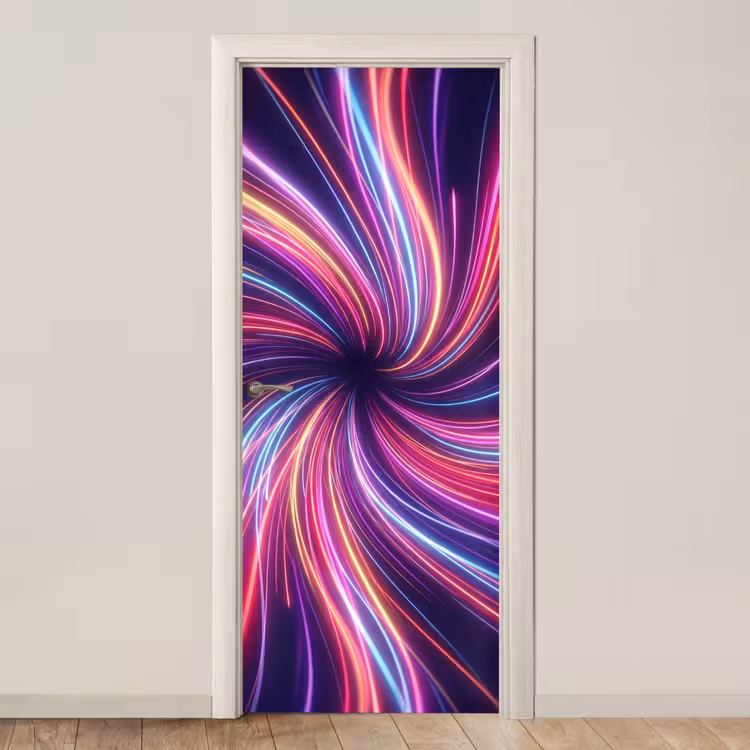 Abstract - Swirl - Futuristic - Neon deurposter klein -3d_beige