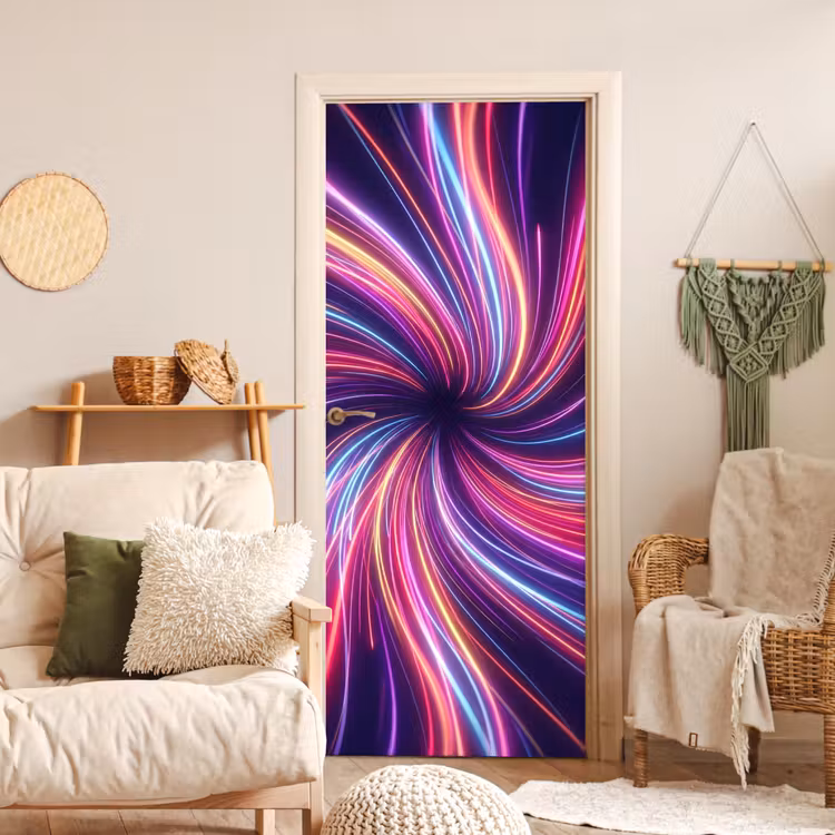Abstract - Swirl - Futuristic - Neon deurposter klein -sfeer2