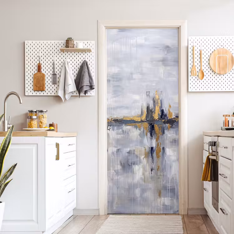 Abstract - Structuur - Goud - Grijs - Modern deurposter klein -sfeer5
