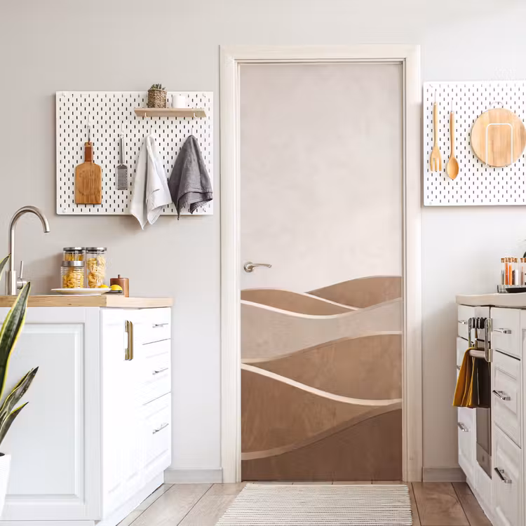 Abstract - Golven - Modern - Beige deurposter klein -sfeer5