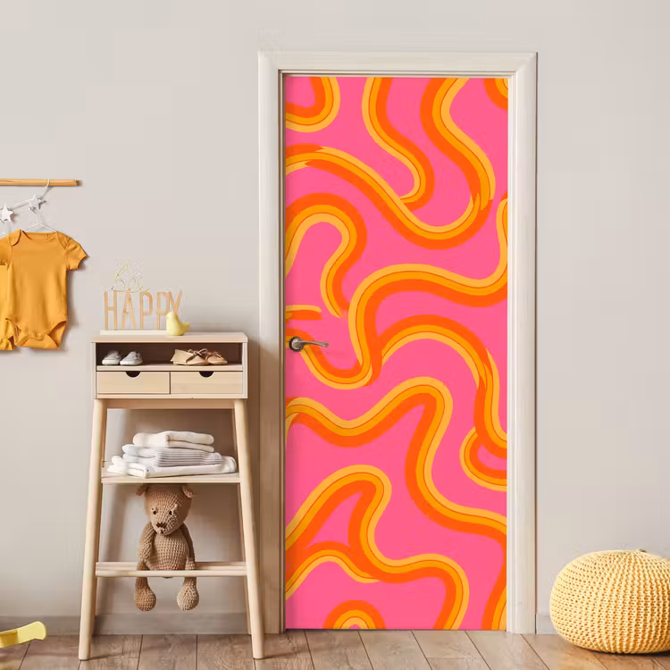 Abstract - Golvende lijnen - Modern - Kleurrijk deurposter klein -sfeer4
