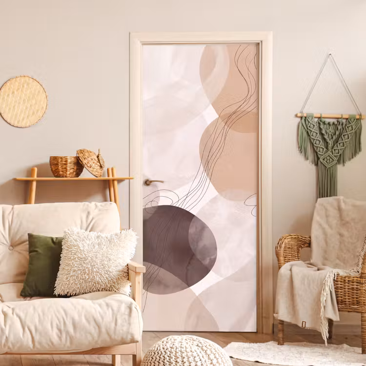 Door sticker - Abstraction - Beige - Modern - Abstractie - Beige - Modern deurposter klein