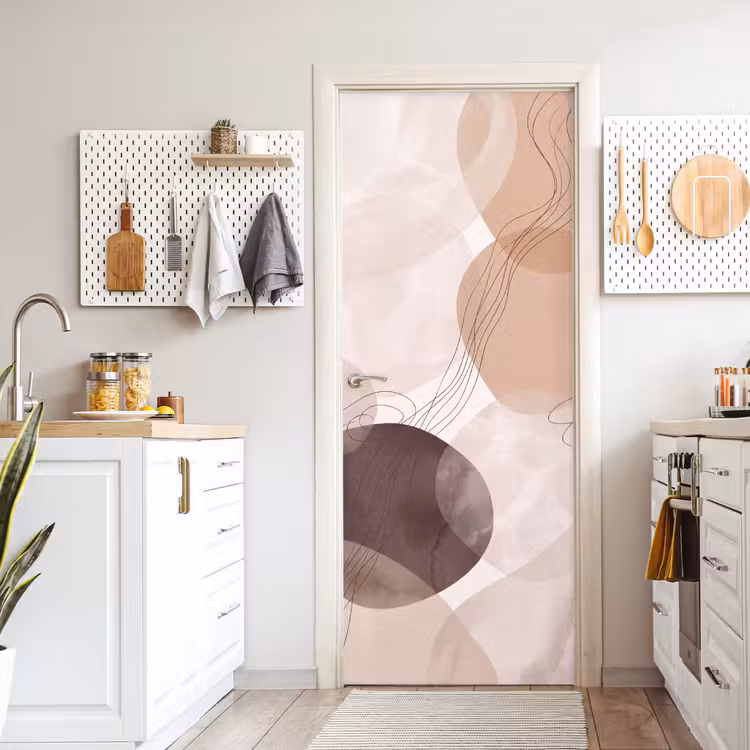 Door sticker - Abstraction - Beige - Modern - Abstractie - Beige - Modern deurposter klein