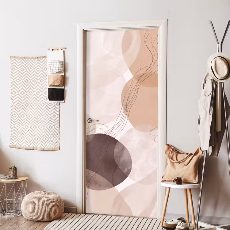 Door sticker - Abstraction - Beige - Modern - Abstractie - Beige - Modern deurposter klein