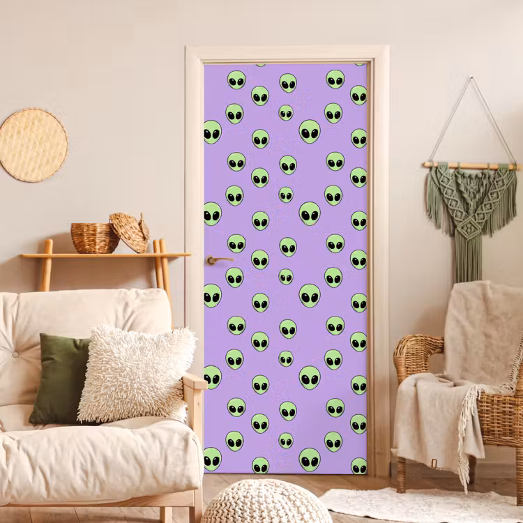 Alien - Retro - Lila deurposter klein 289 -sfeer2