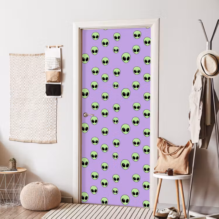 Alien - Retro - Lila deurposter klein 289 -sfeer6