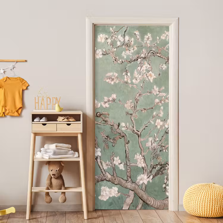 Amandelbloesem - Kunst - Van Gogh - Groen deurposter klein -sfeer4