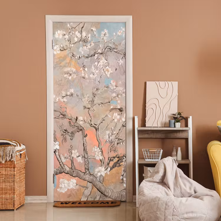 Amandelbloesem - Kunst - Van Gogh - Pastel deurposter klein -sfeer1