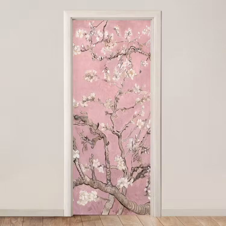 Amandelbloesem - Kunst - Van Gogh - Roze deurposter klein -3d_beige