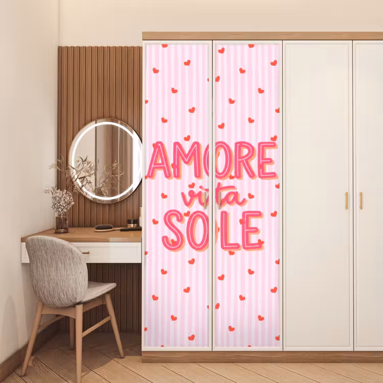 Amore vita sole - Roze - Hartjes deurposter klein -sfeer3